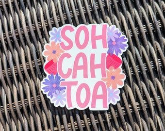 Math sticker, trigonometry sticker, algebra sticker, sohcahtoa sticker, math teacher sticker, teacher gift, waterproof, teacher sticker