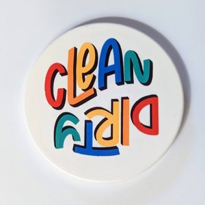 Dishwasher Magnet, Ceramic, Clean Dirty, Rainbow, Kitchen Organization, Decor, dirty dish sign, indicator