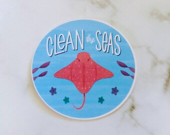 Clean the seas sticker, waterproof sticker, Earth Day sticker, conservation, Save the Bees sticker, Protect the trees,Save the Earth sticker