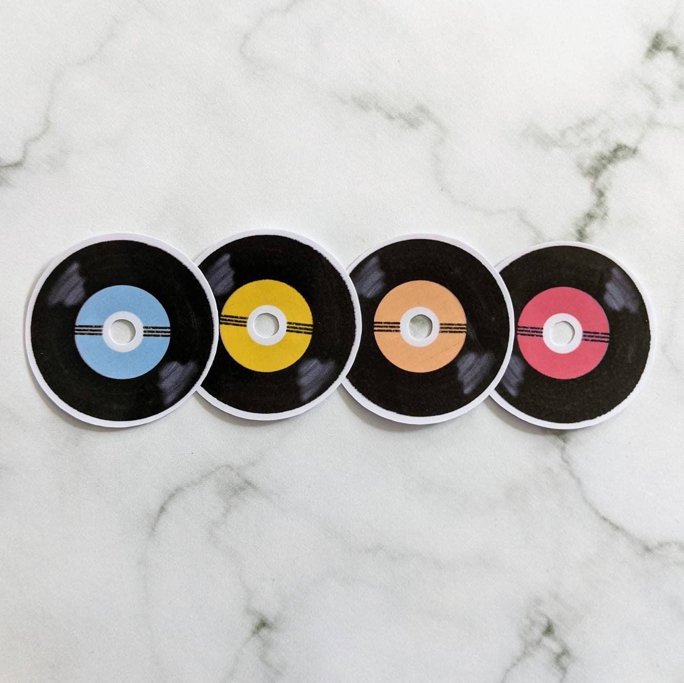 Record Sticker Pack, Set of 4 Mini Stickers, Vinyl Waterproof, Laptop ...