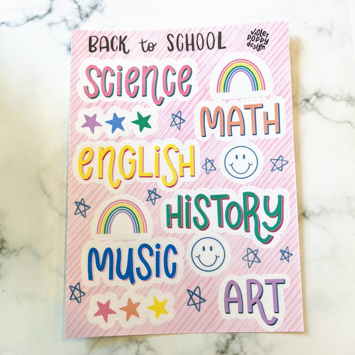 Subject Sticker School Supplies Sticker Back to School Etsy UK