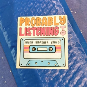 Pegatina personalizada para casete, pegatina personalizada para casete, pegatina musical personalizada, regalo para amantes de la música, pegatina personalizada para banda, pegatina personalizada para canción. imagen 3