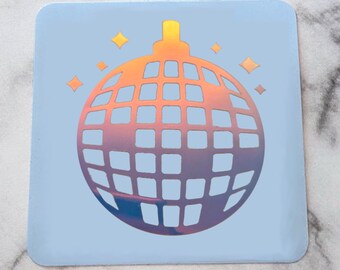 Holographic Disco Ball Vinyl Car Decal, Disco Ball Car Decal, mirrorball decal, groovy decal