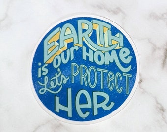 Protect the Planet sticker, save the planet sticker, Earth day sticker, earth sticker, environment sticker, conservation sticker, recycle