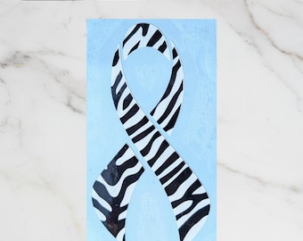 Zebra ribbon car decal, Rare disease awareness, Chronic illness, invisible, uncommon, EDS, POTS, NETs, Whipple's, carcinoid cancer, sticker