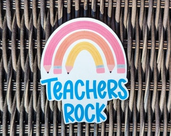 Teachers Rock sticker, waterproof, teacher sticker, water bottle, laptop, tumbler sticker, teacher gift, christmas gift for teacher