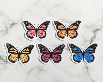 Butterfly Sticker Pack, Set of 5 mini stickers, rainbow butterfly stickers, butterfly stickers, blue butterfly stickers, waterproof