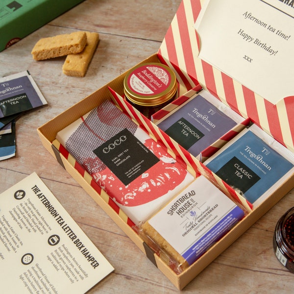 Afternoon Tea Letterbox Hamper - makes the perfect afternoon tea gift with British grown tea - beautifully hand wrapped in parcel paper