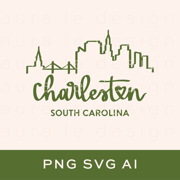 Charleston, SC Skyline SVG file | Digital Download | Charleston PNG | Vinyl Decal | Vector Clip Art Graphic