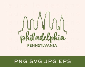 Philadelphia, PA Skyline SVG file | Digital Download | Philadelphia PNG | Vinyl Decal | Vector Clip Art Graphic | Cricut Cut File