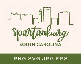Spartanburg, SC Skyline SVG file | Digital Download | Spartanburg PNG | Vinyl Decal | Vector Clip Art Graphic | Cricut Cut File