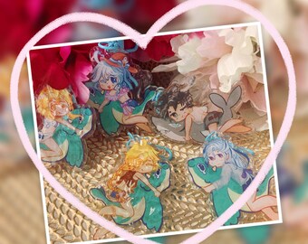 Genshin Summer Ride Along Beach Ripple Acrylic Charms Lanyard