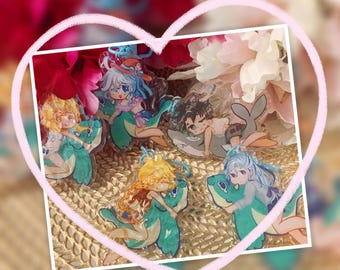 Genshin Summer Ride Along Beach Heart Buttons