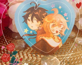 Genshin Zhongli Aether Lumine Heart Buttons