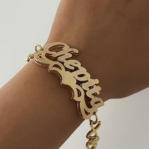 Pulseira de placa de identificação personalizada, pulseira de placa dupla, pulseira de nome dourado, pulseira de nome, pulseira de tornozeleira personalizada para presentes femininos