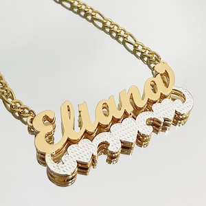 Personalized 3D Gold Plate Nameplate Necklace,Gold Name Necklace,Name Plate Necklace,  Personalize Necklace,Handmade Jewelry, Gift for Her