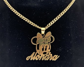 Minnie Mouse necklace-Personalized Kids Gift-Custom Character Necklace-Name Pendant Necklace-Personalized Kid Necklace-Kids Jewelry