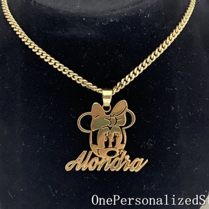 Minnie Mouse necklace-Personalized Kids Gift-Custom Character Necklace-Name Pendant Necklace-Personalized Kid Necklace-Kids Jewelry