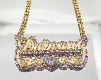 Custom Name Necklace, Colorful Acrylic Name Necklace, Nameplate Necklace, Personalized Necklace, Kids Acrylic Jewelry Gift