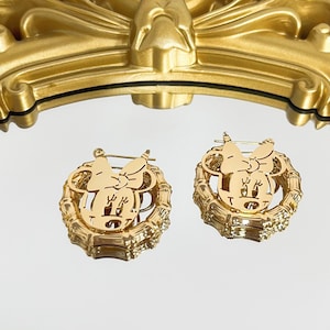 Minnie oorbellen sieraden, cartoon bamboe oorbellen, kindernaamoorbellen, aangepaste oorbellen, gepersonaliseerde karakteroorbellen, babyoorbellen cadeaus