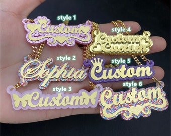Custom Acrylic Name Necklace – Personalized Cuban Chain