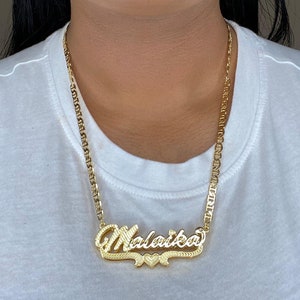 Double Plated Name Necklace - Custom Name Necklace -Name Plate - 3D Name Necklace - Gold Name Necklace - Personalized Necklace For Women