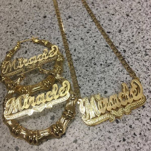 Name necklace and earring set clearance