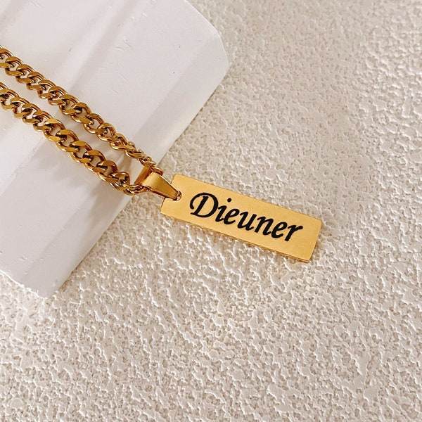 Custom Engraved Name Necklace,Personalized Name Pendant,Engraved Gold Necklace,Gold Name Necklace,Monogrammed Jewelry,Unique Gif For Her