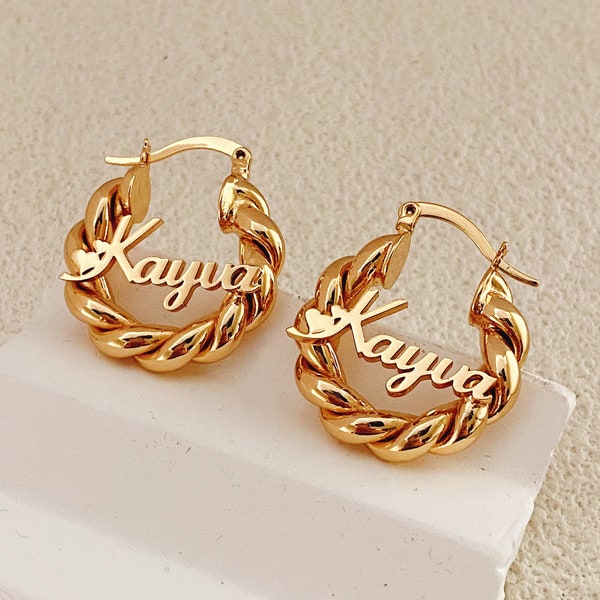 Custom Hoop Earrings. Kids Name Earrings,Mini Hoop Earrings,Personalized Name Earring,Baby Twist Hoop Earrings,Custom Baby Jewelry Gift
