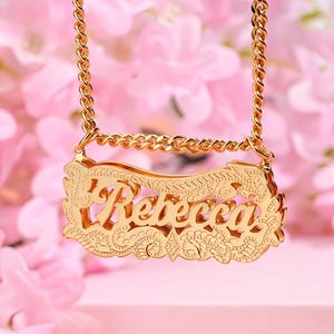 18K Gold Plated Necklace, Personalized Double Plated Name Necklace, Custom Gold Name Necklace, Custom Name Jewelry, Bday Gift, Mother&#39;s day