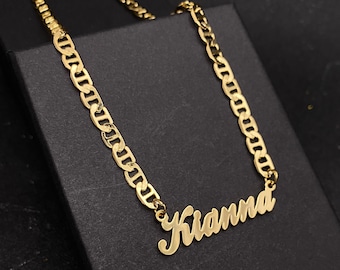 Collar de nombre personalizado personalizado, collar de cadena plana, collar de nombre de oro, collar de nombre de plata, collar de nombre personalizado, collar de nombre