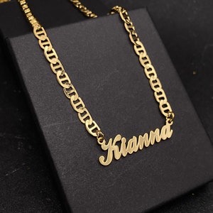 Custom Personalized Name Necklace, Flat Chain Necklace, Gold Name Necklace, Silver Name Necklace, Custom Name Necklace, Name Necklace