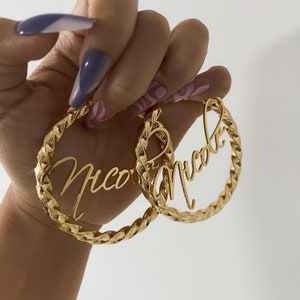 Name Hoop Earrings, Custom Name Earrings, Women Name Earrings, Good Twist Hoops, Personalized Earrings, Name Hoops, Gifts For Her