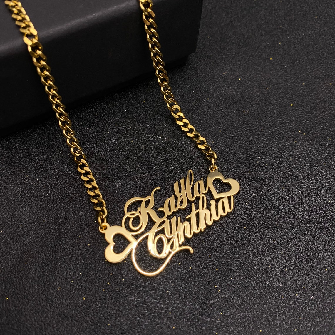 Two Name Necklace Gold Name Necklace Custom Name Necklace Etsy