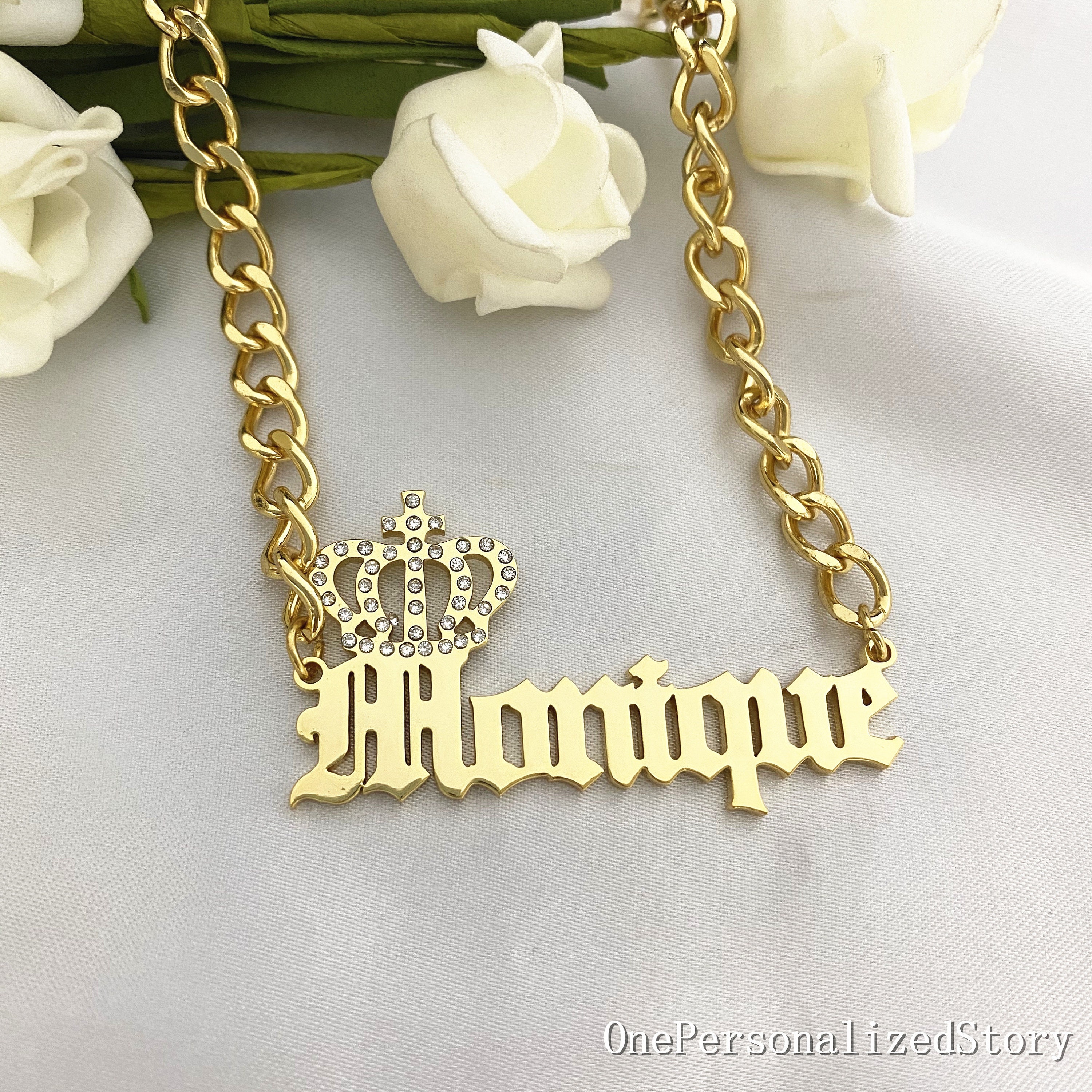 Custom Crown Name Necklace GoldName Necklace With Etsy