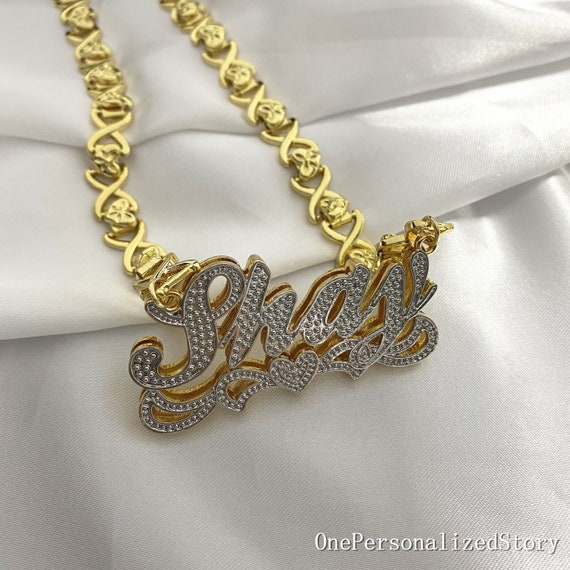 Double Nameplate Necklace Gold Name 