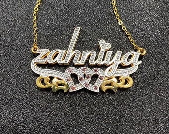 Chris Johnsons Custom Name Necklace 24K Gold Plated Personalized Name Plate Necklace for Teen Girls
