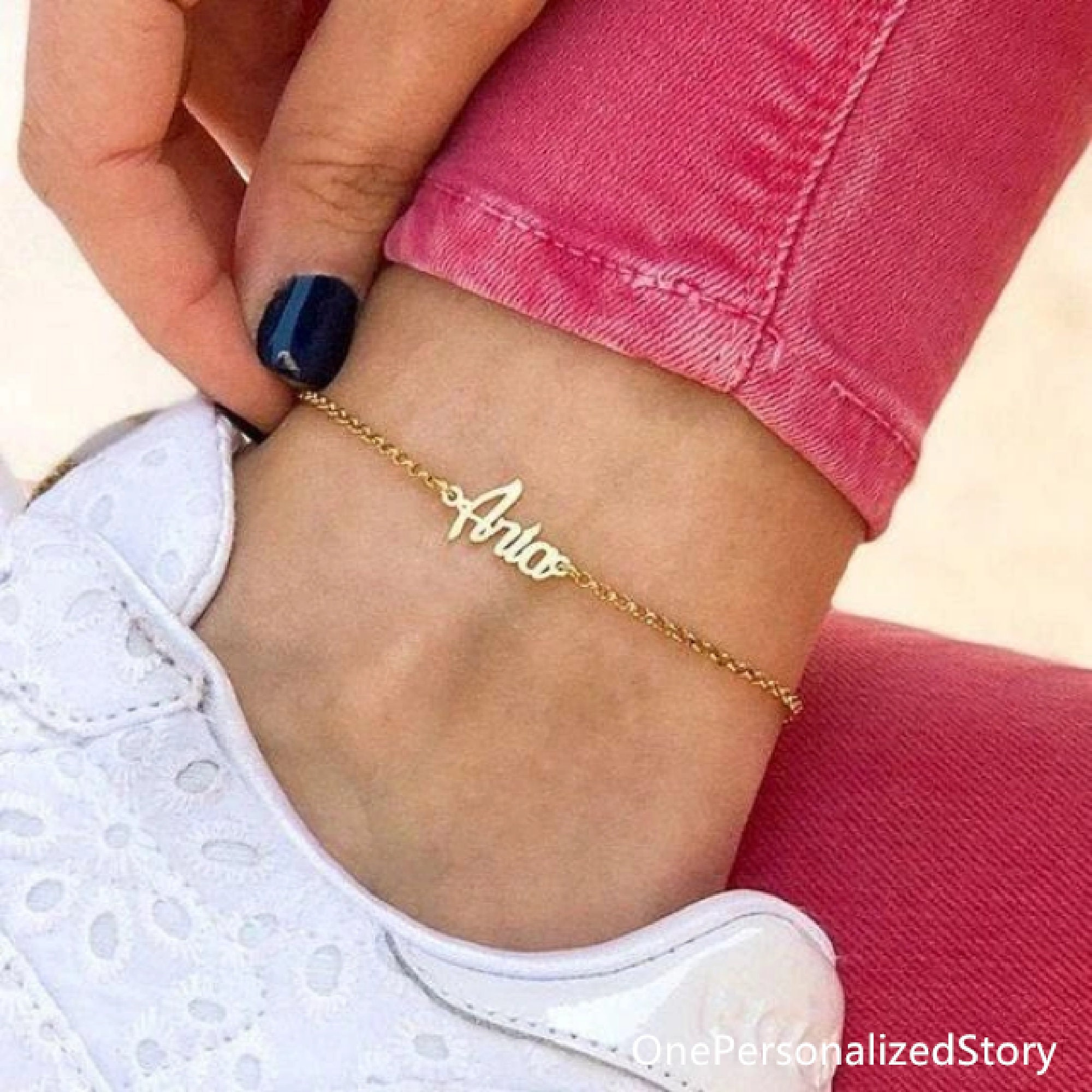 Custom Name Anklet in Gold/silver/rose Gold Personalized Etsy