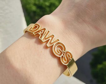 Custom Hollow Name Cuff Bracelet: 18K Gold Plated Adjustable Bracelet Gift for Women