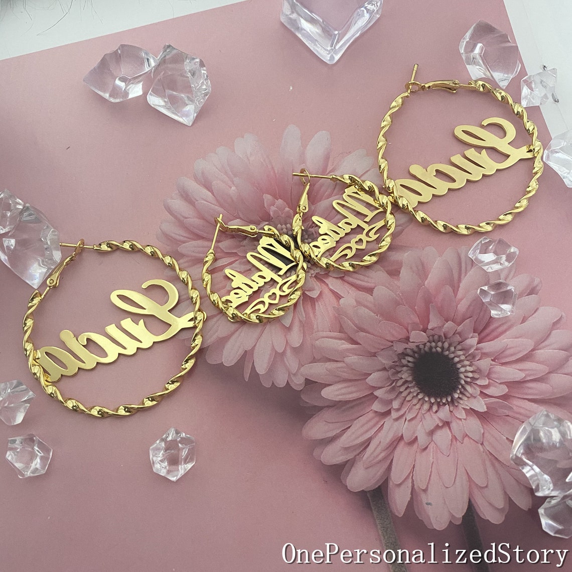 Little Girl Hoop Name Earringsmini Twist Hoop Earringkids Etsy