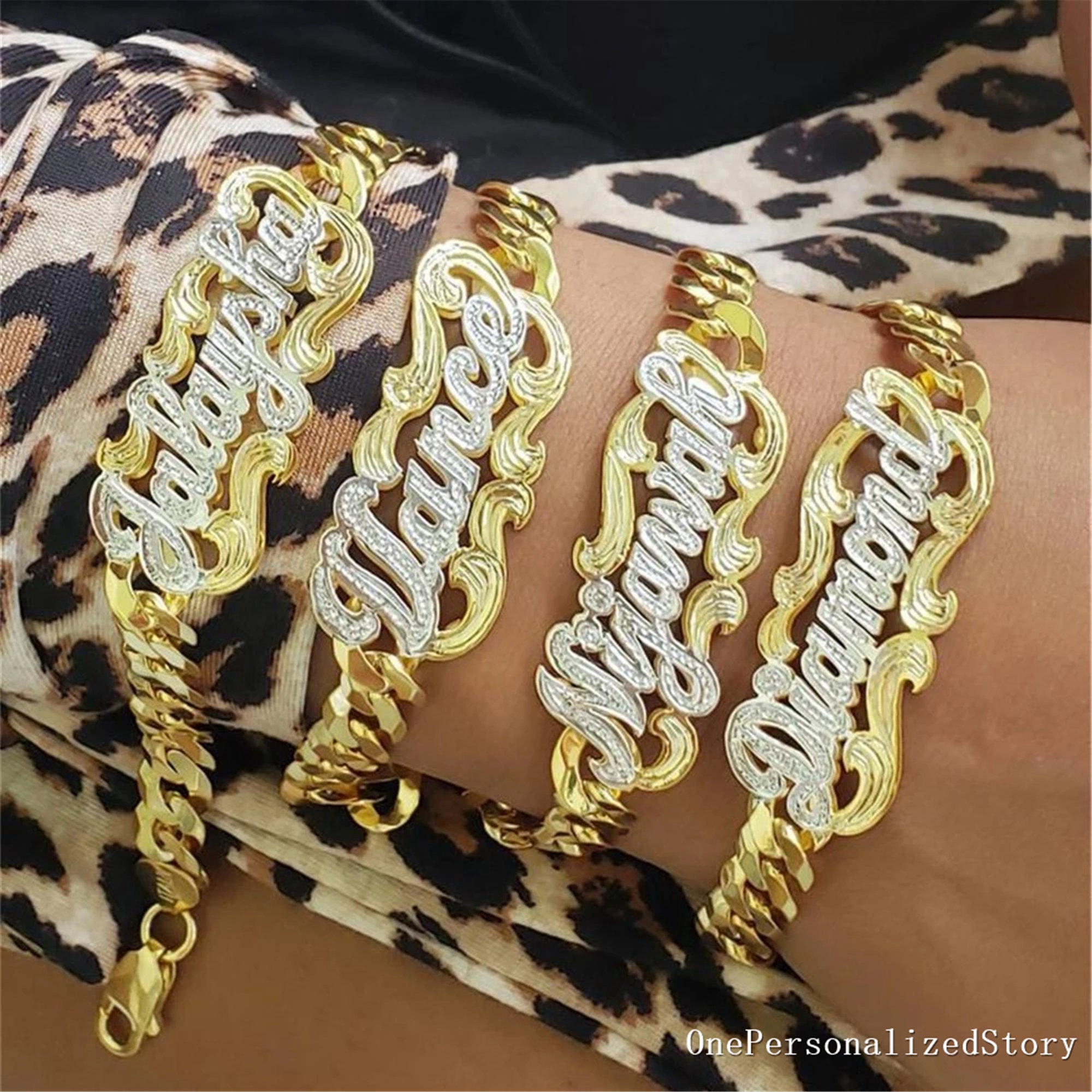 Custom Name Bracelet, Nameplate Bracelet, 3D Name Bracelet, Double Plated,  Personalized Bracelet, Gold Bracelet, Women's Bracelet Gift - Etsy