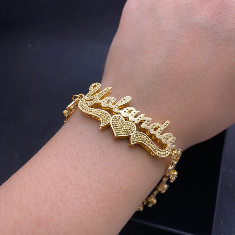 Custom Name Bracelet Nameplate Bracelet 3D Name Bracelet Etsy
