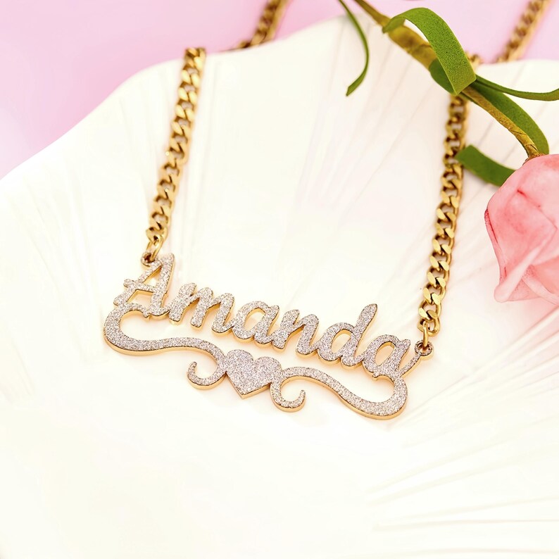 Custom Bling Name Necklace, Cuban Chain, Personalized Gift - Etsy