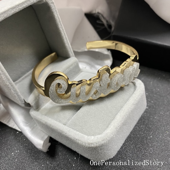 Nameplate bangle bracelet discount