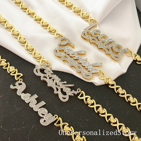 XOXO Necklace-double Nameplate Name 