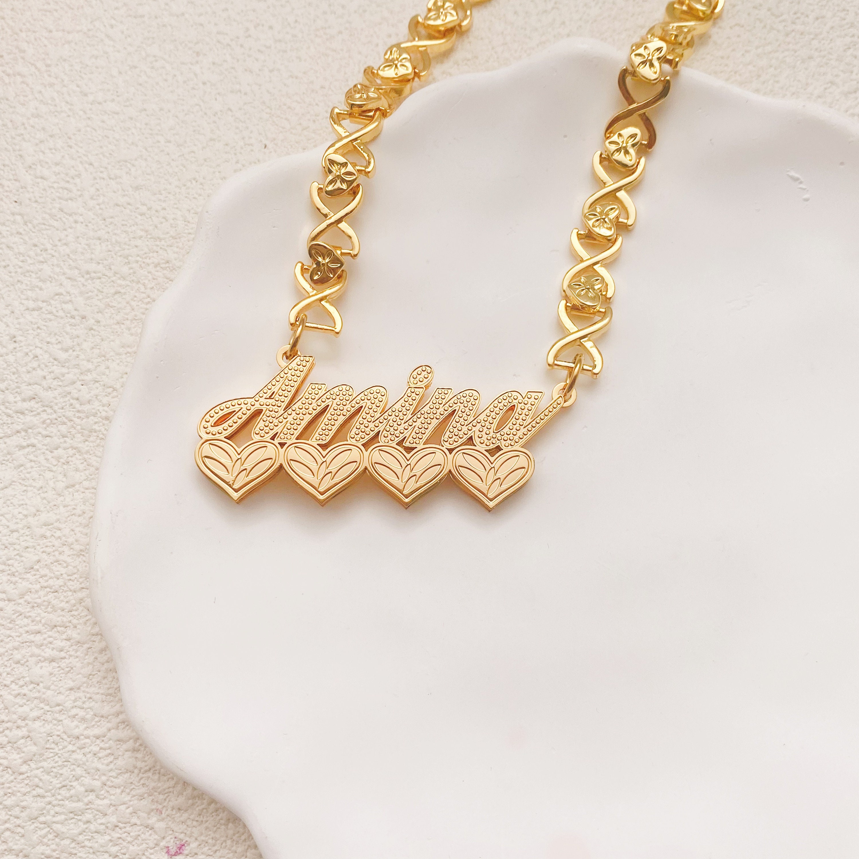 Custom XO Chain Necklace,name XO Necklace,nameplate Necklace,double ...