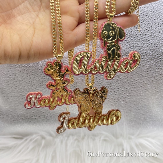 Character Pendant Name Necklace-kids 
