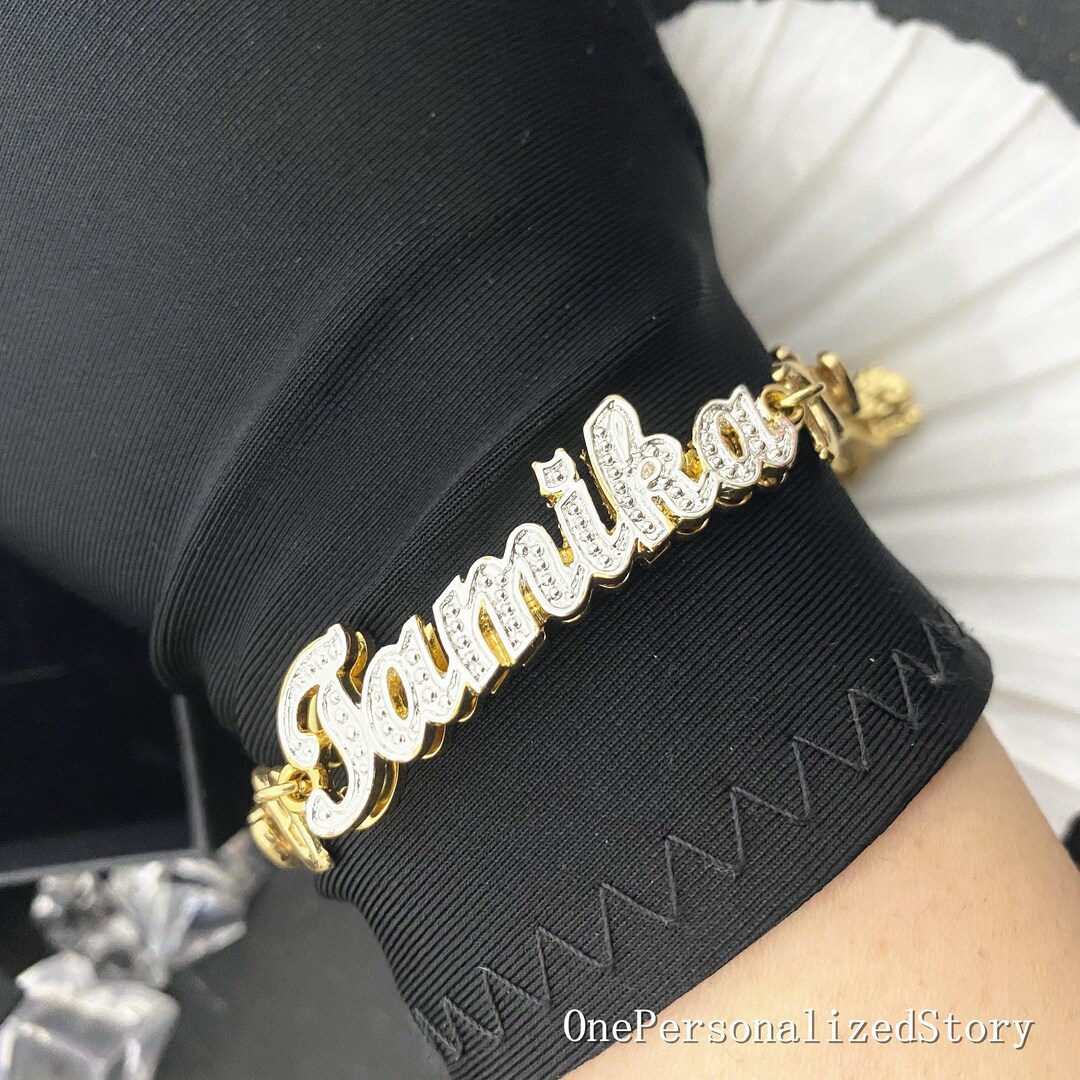  Solid 18k Personalized Diamond Initial/Name Bar Bracelet, 18k Diamond  Monogram Initial Bracelelt/Anklet, Customized Gifts, Order Any Words, Gift  For Her Him, Men Jewelry, Wholesale Available : Handmade Products