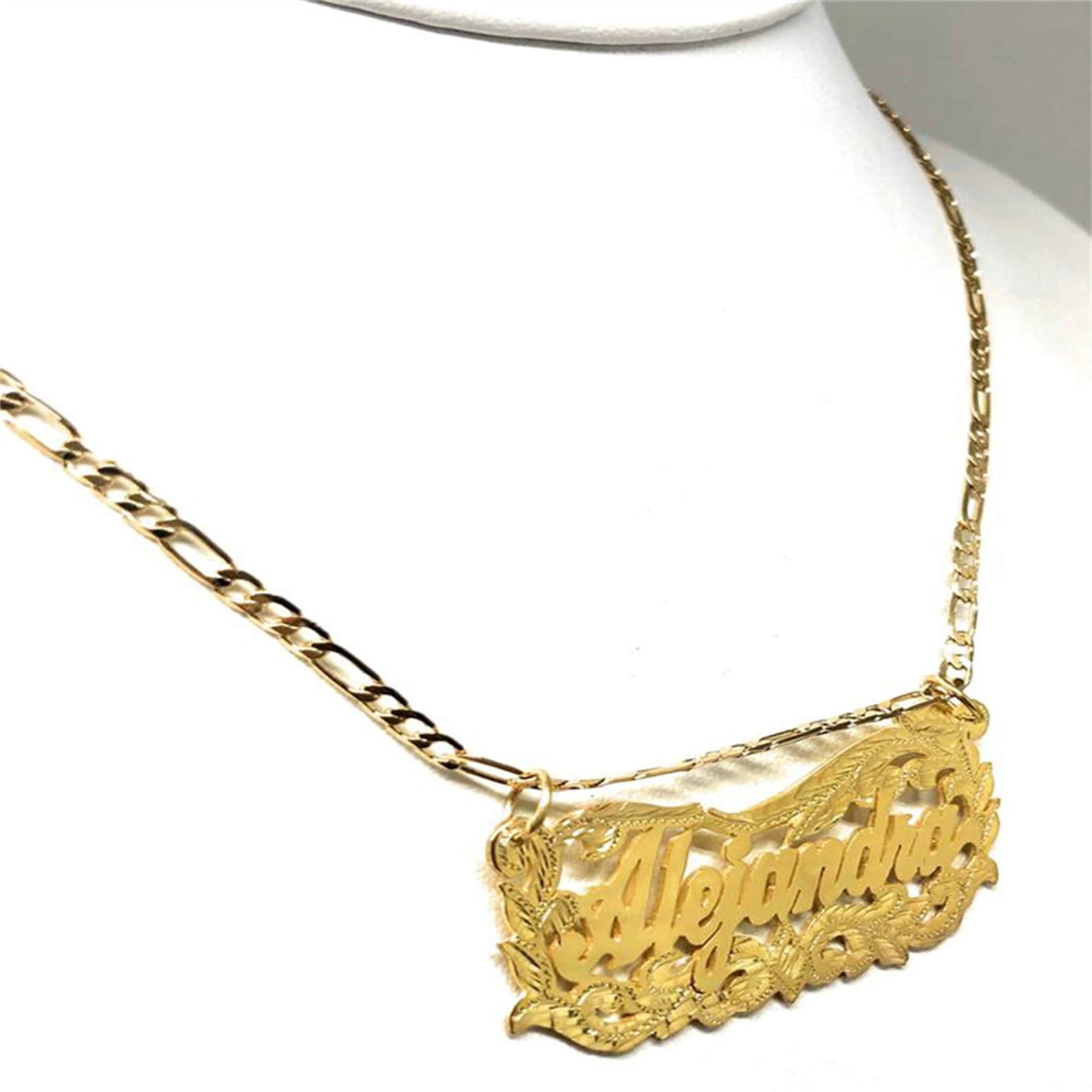 Double Plated Name Necklace Nameplate Necklace Custom Name Etsy