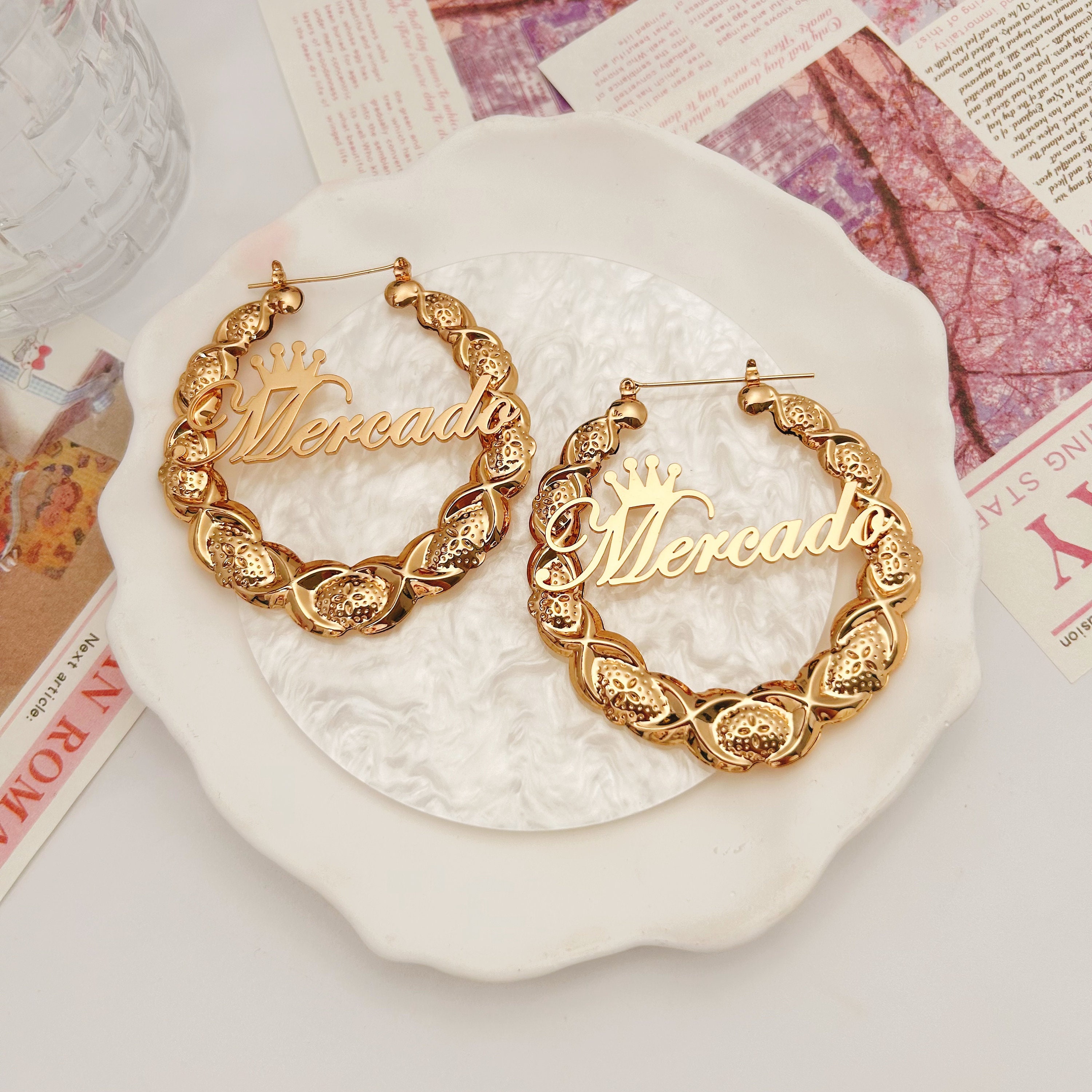 Custom XO Hoop Earrings,xo Hoop Nameplate Earrings,custom